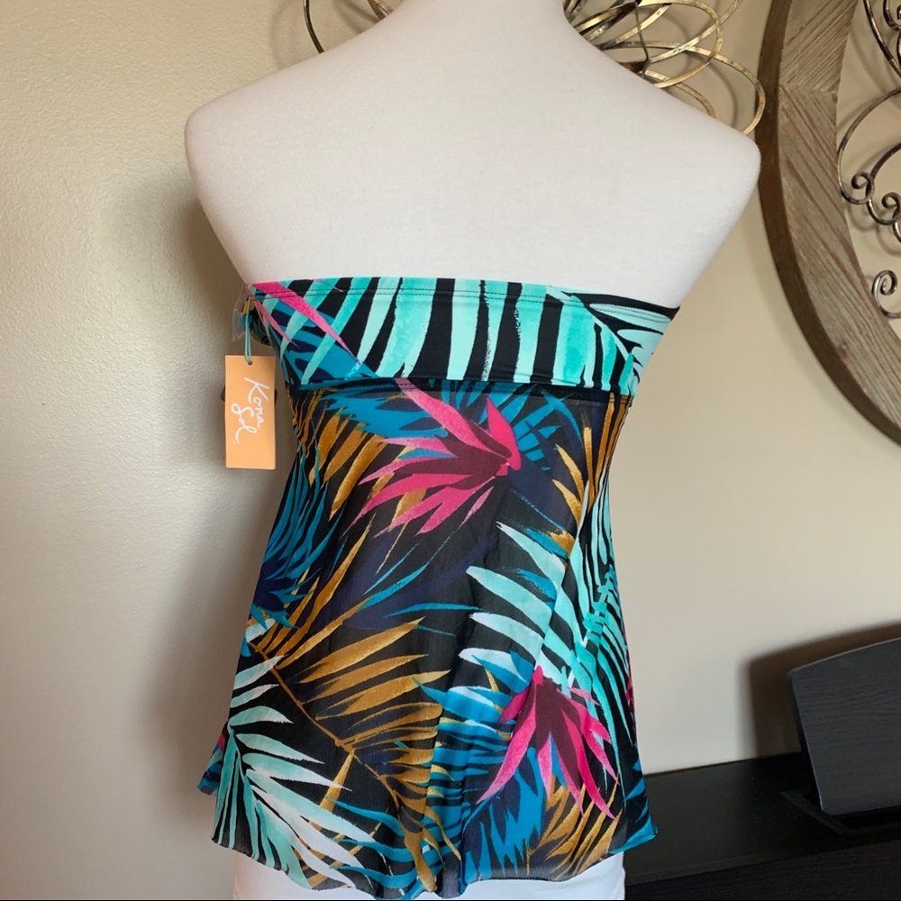 NWT KONA SOL Size Small Halter Tropical Tankini Swimsuit Top - Picture 3 of 4